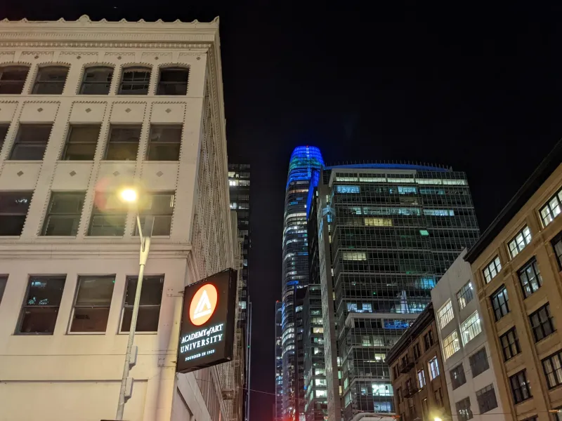 Sales force tower at night