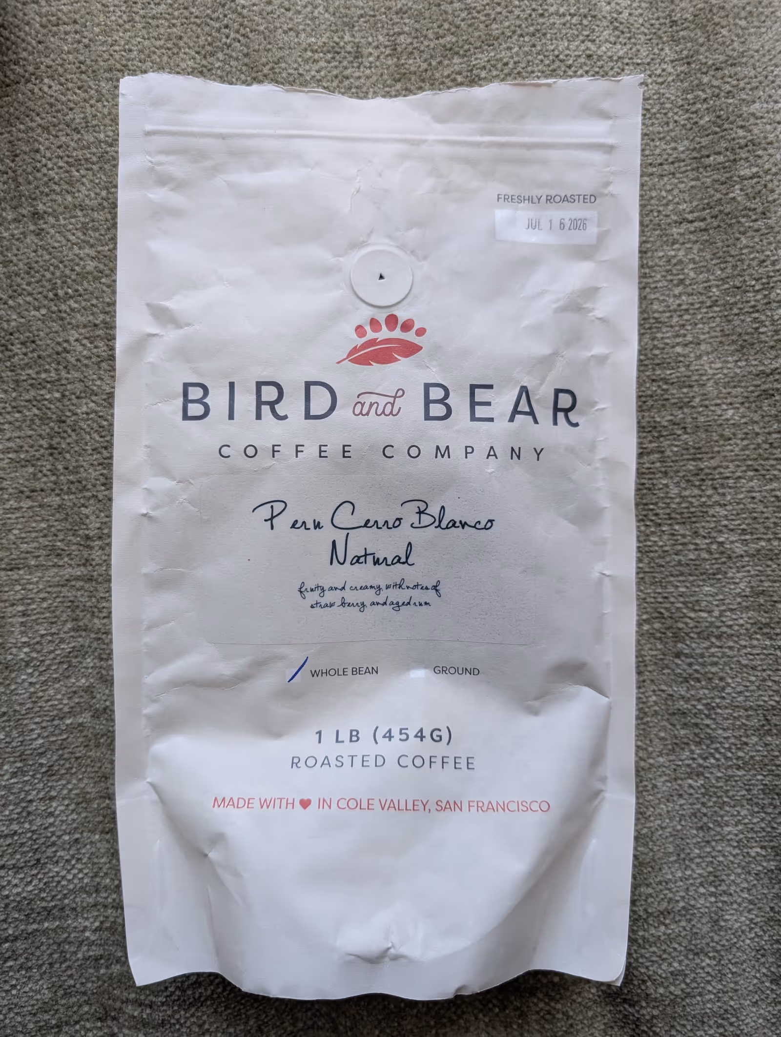 Bird and Bear coffee bag