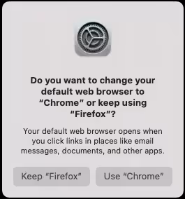 switching browsers pop-up
