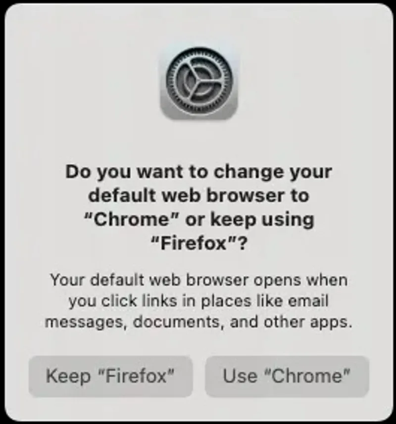 switching browsers pop-up