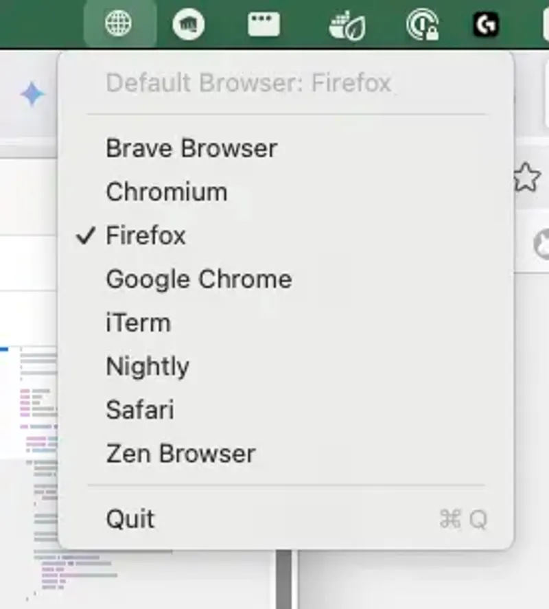 default browser menu bar app