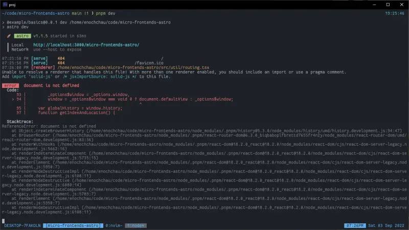 React router failed SSR