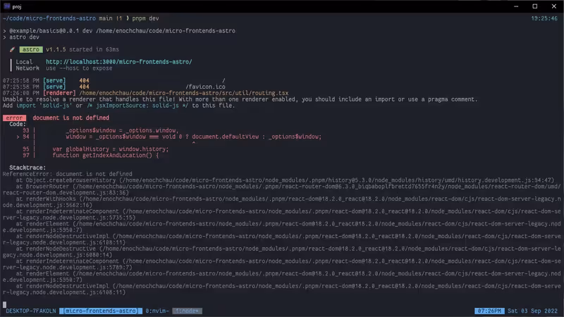 React router failed SSR